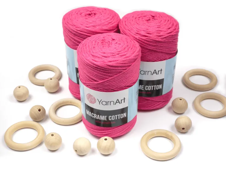 Sznurek 3mm Yarn Art, Macrame Cotton, 771 fuksja, 225 m