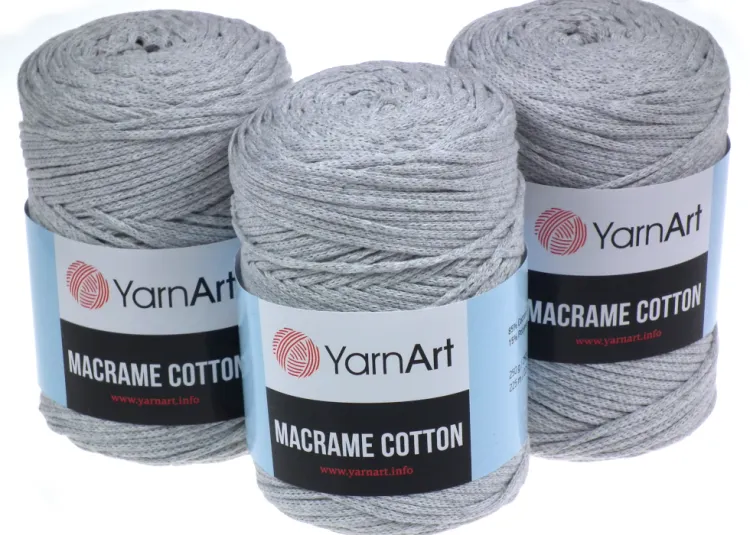 Sznurek 2mm Yarn Art, Macrame Cotton, 756 jasny szary