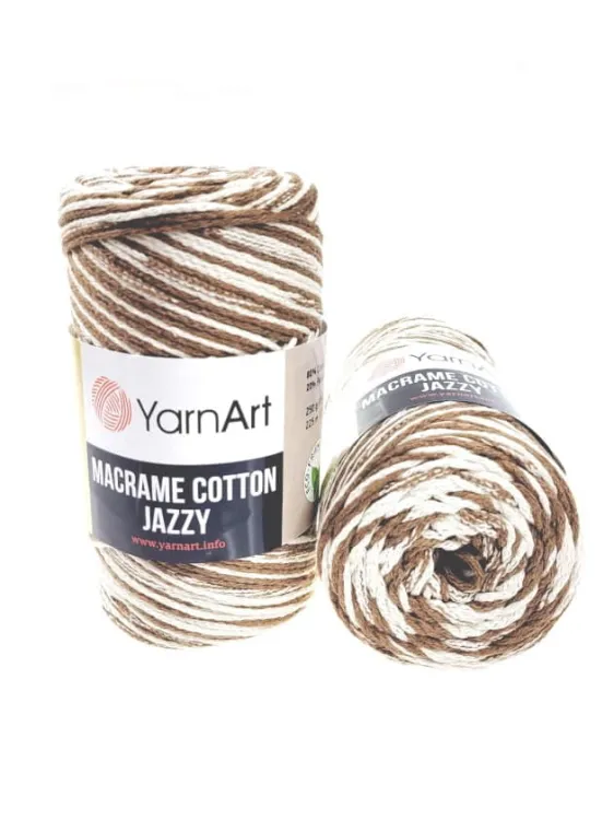 Sznurek, Yarnart, Macrame Cotton Jazzy, kolor 1215, czekoladowy, ecru