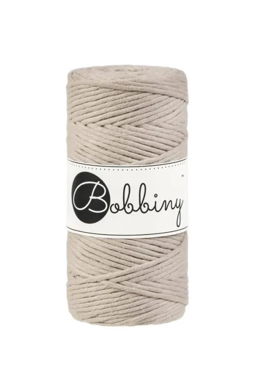 Sznurek do makramy, Bobbiny, kolor beżowy, 3mm
