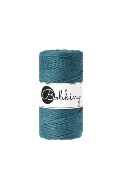 Sznurek do makramy, Bobbiny, kolor peacock blue, 3mm