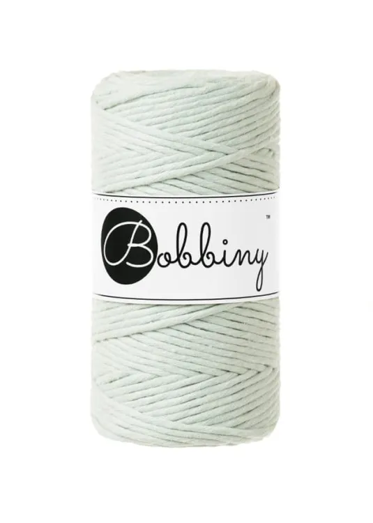 Sznurek do makramy, Bobbiny, kolor mleczny zielony, 3mm