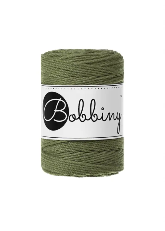 Sznurek do makramy, 3ply, Bobbiny, awokado, 1,5mm