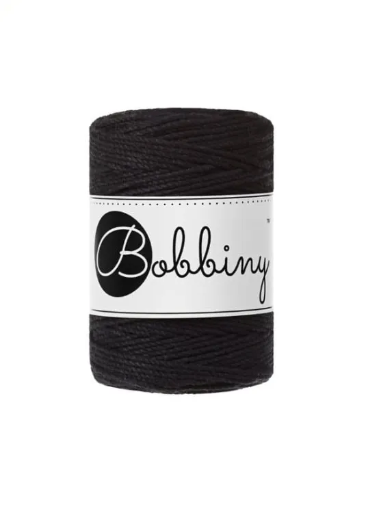 Sznurek 3ply, Bobbiny, kolor czarny/black, 1,5mm