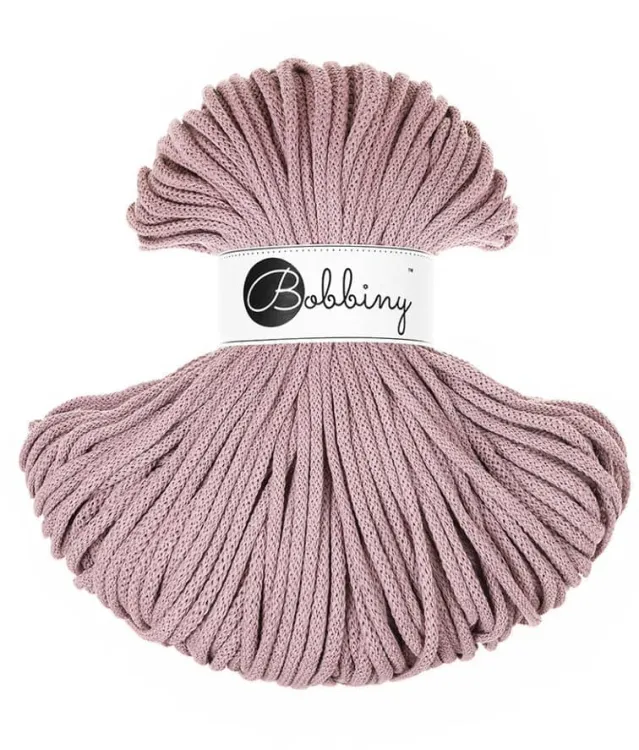 Sznurek bawełniany 5mm, Bobbiny, wrzosowy/mauve