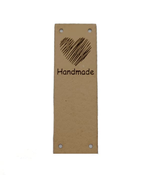 Naszywka Handmade, ekoskóra, ciemny beż