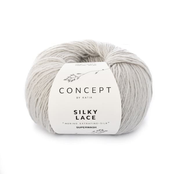 Silky Lace, Katia,  kolor 173 perłowy jasno szary
