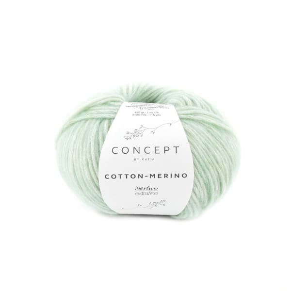 Włóczka, Katia Cotton Merino, 132 białawo zielony/ jasna mięta