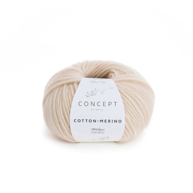 Włóczka, Katia Cotton Merino, kolor 101 jasny beżowy