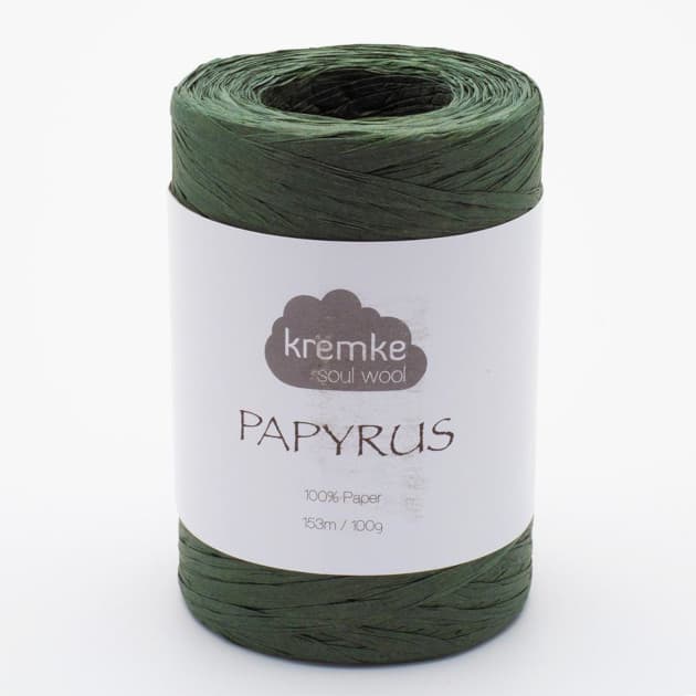 Rafia, Papyrus, Kremke Soul Wool, 62 leśna zieleń