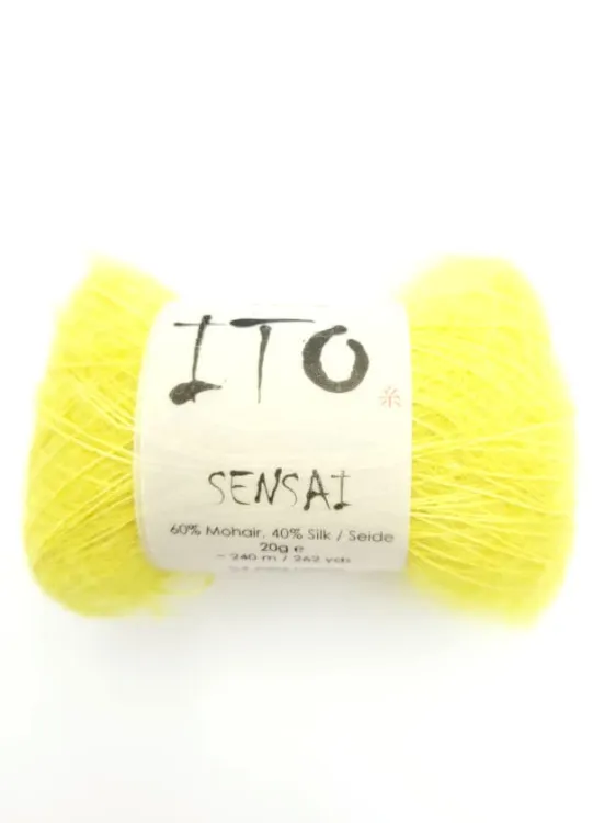 włóczka, ITO Sensai, moher, jedwab, kolor cytrynowy, lemon