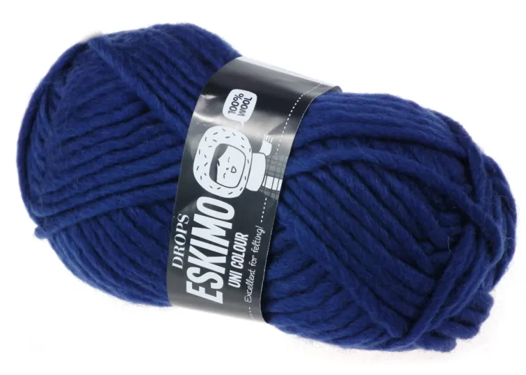 Włóczka  DROPS Eskimo, kolor15 ciemnoniebieski, Wełna