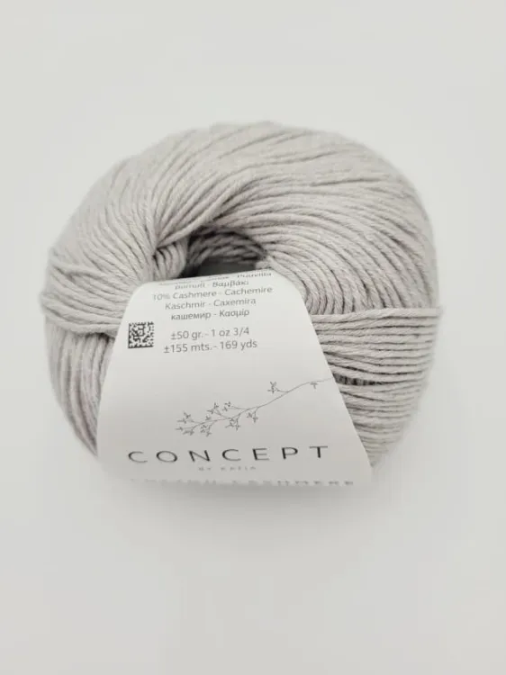 Włóczka, Katia Cotton Cashmere, kolor 56 kamienny szary