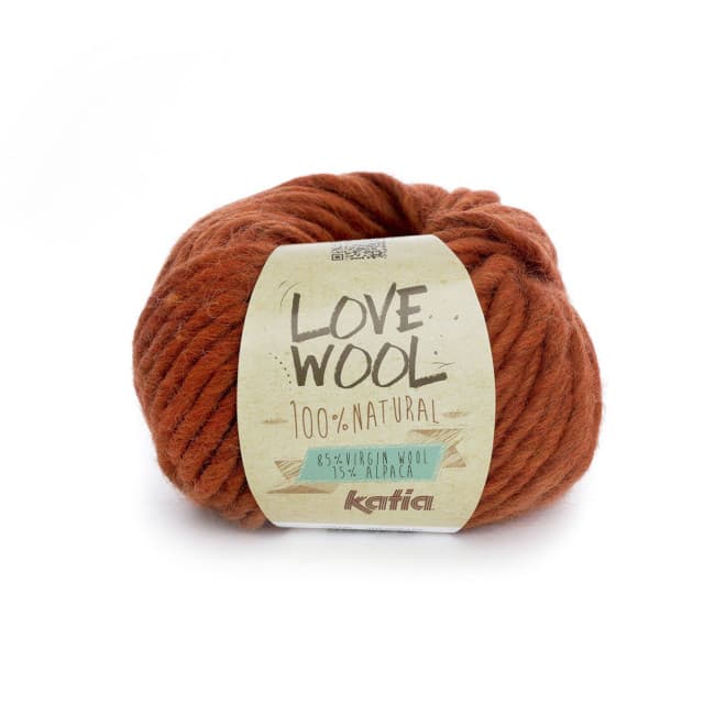 Włóczka, Love Wool Katia, kolor 114  rudy