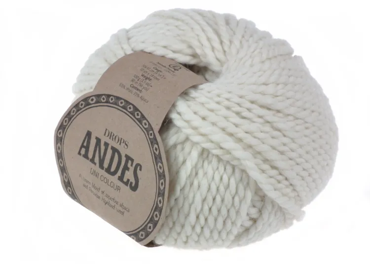 Włóczka  DROPS Andes, kolor 100 ecru