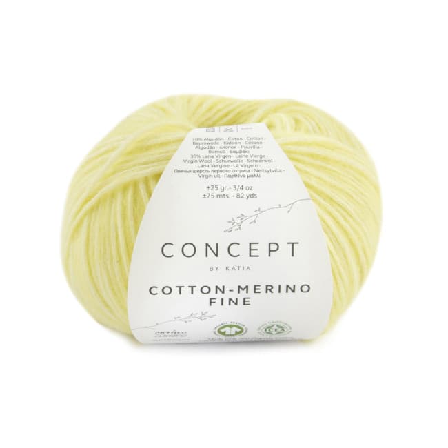 Włóczka, Katia Cotton Merino Fine, 83 jasny żółty