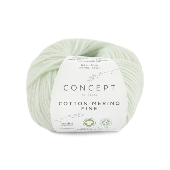 Włóczka, Katia Cotton Merino Fine, 84 białawo zielony