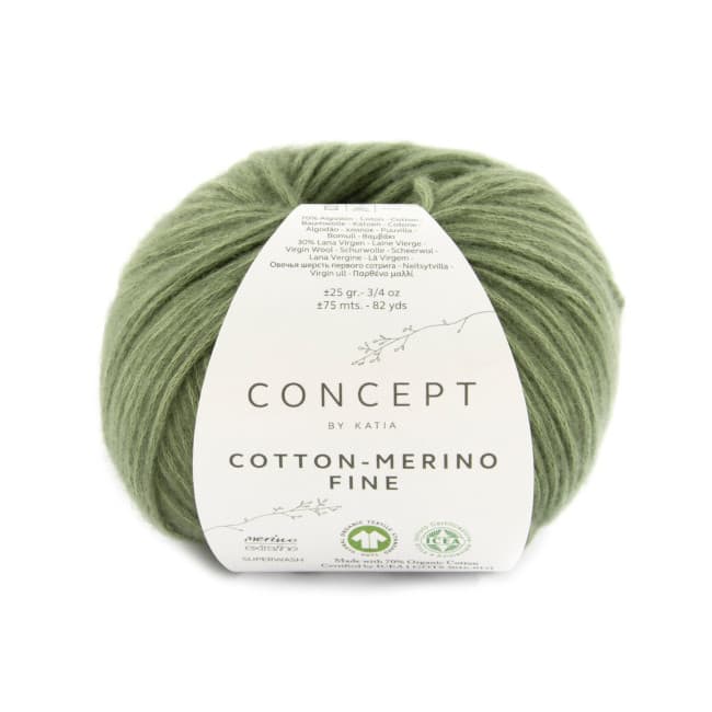 Włóczka, Katia Cotton Merino Fine, 92 oliwkowy
