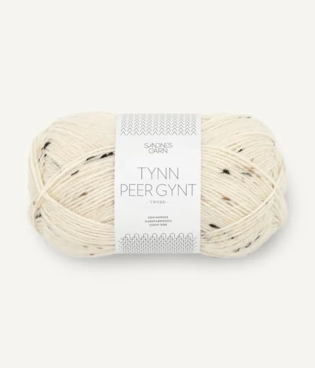 włóczka, Tynn Peer Gynt, Sandnes Garn, kolor krem tweed 2523