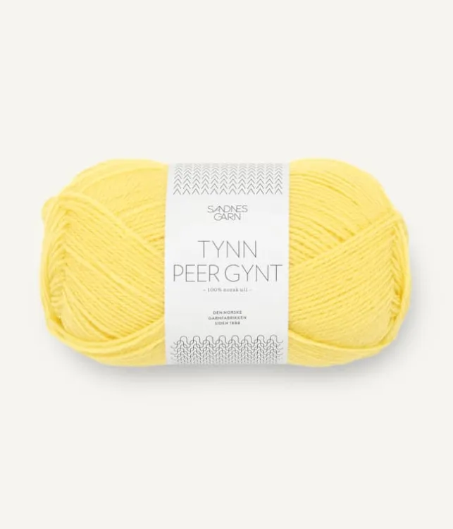 włóczka, Tynn Peer Gynt, Sandnes Garn, cytrynowy 9004