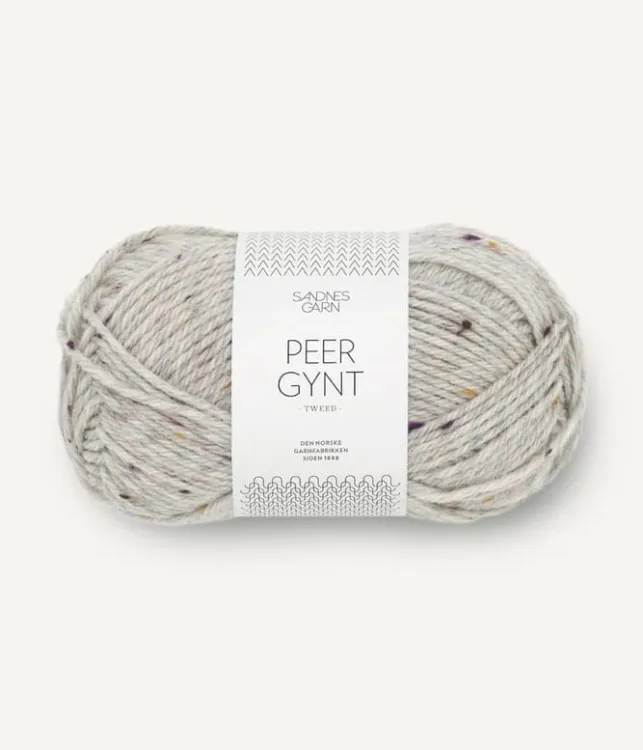 włóczka, Peer Gynt, Sandnes Garn, kolor  jasny szary lovfall tweed 1035