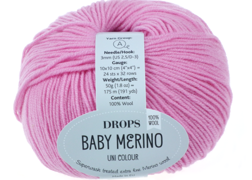 Włóczka, DROPS Baby Merino, kolor 07 różowy