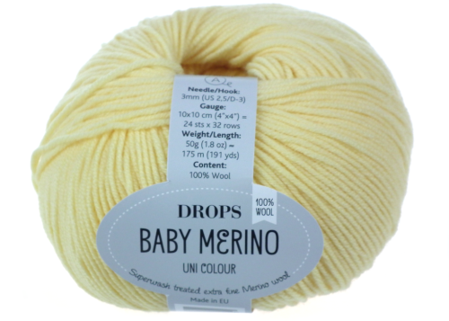Włóczka, DROPS Baby Merino, kolor 04 żółty