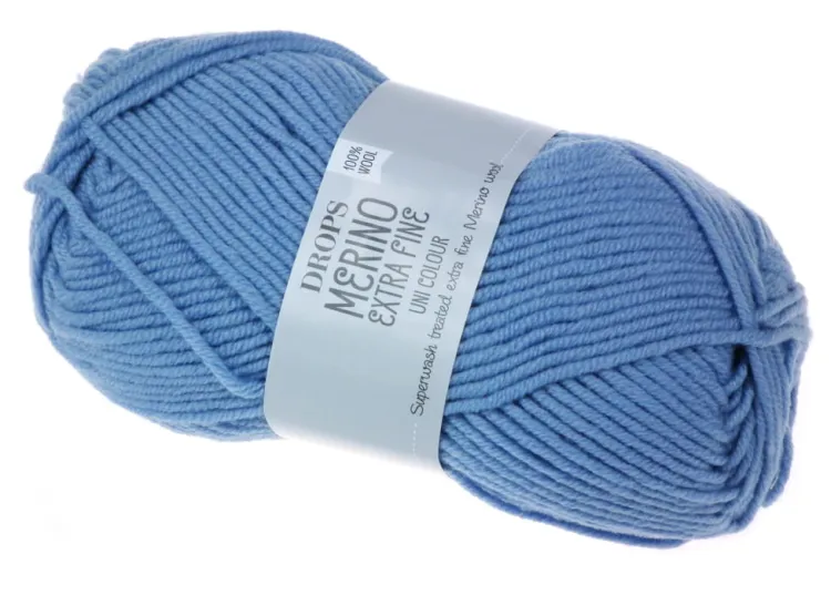 Włóczka,  DROPS Merino Extra Fine, kolor 19 jasnoniebieski