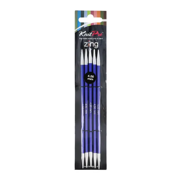 Druty pończosznicze, KnitPro, Zing, 4,5mm, 15cm
