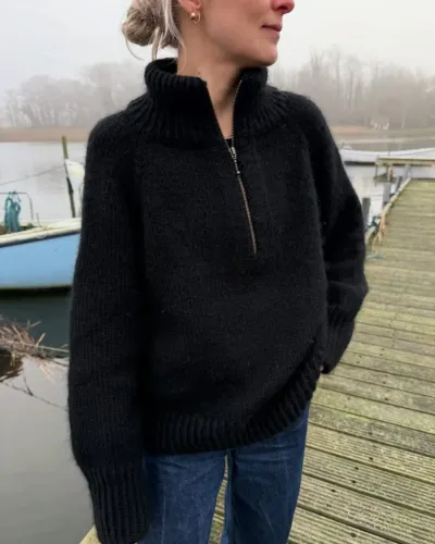 wzór na druty, PetiteKnit Zipper Sweater Light