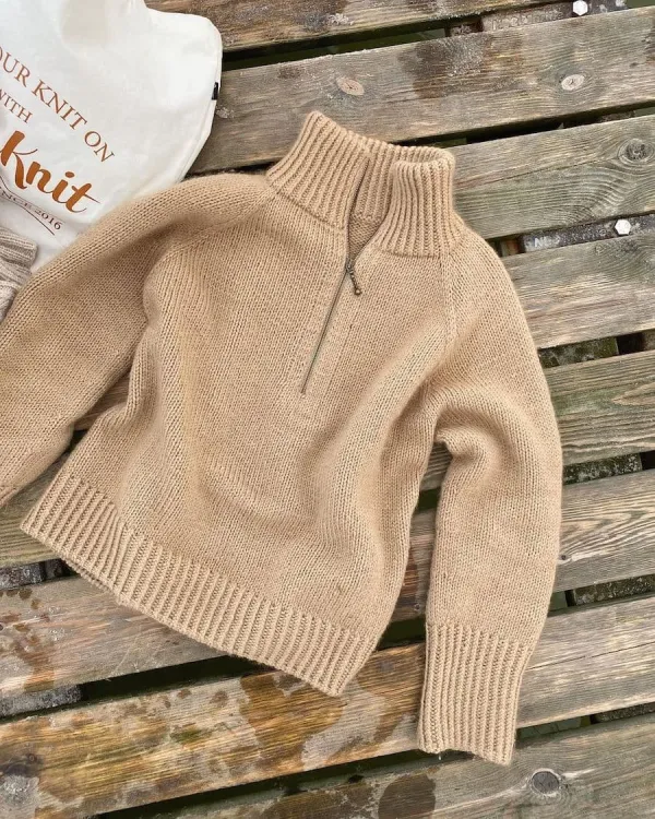 wzór na druty, PetiteKnit Zipper Sweater Light