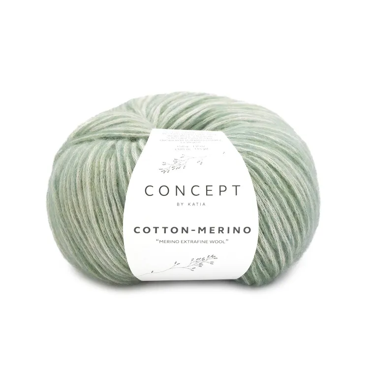 Włóczka, Katia Cotton Merino, 146 zielona szałwia