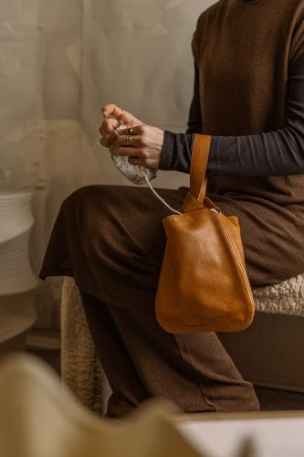 muud Dzana, skórzana torba projektowa, rich brown