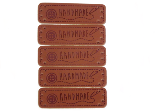 Naszywka handmade, 04 kolor brązowy,1,5x5cm