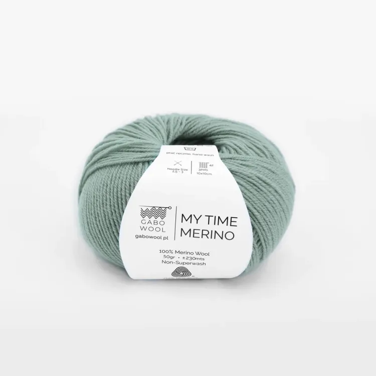 gabo wool my time merino, szałwia 9268