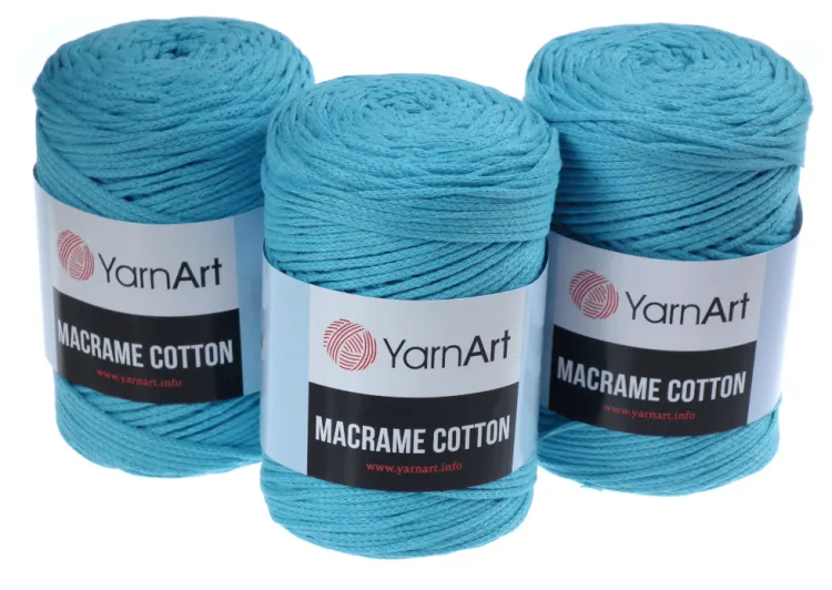 Sznurek bawełniany 3mm, Yarn Art, Macrame Cotton, 763 turkusowy