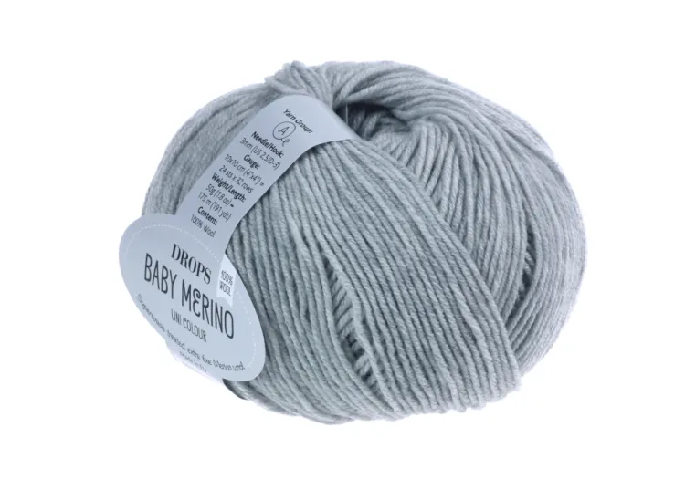 welna merino - DROPS Baby Merino - kolor 22 jasny szary