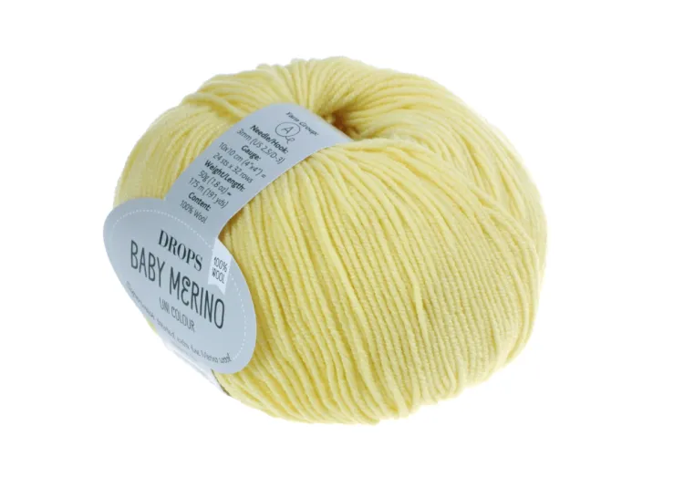 Włóczka, DROPS Baby Merino, kolor 04 żółty