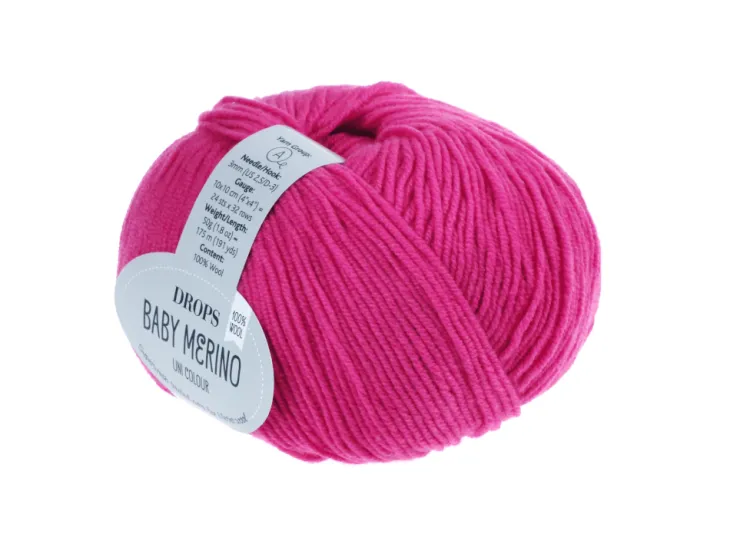 Włóczka, DROPS Baby Merino, kolor 08 fuksja