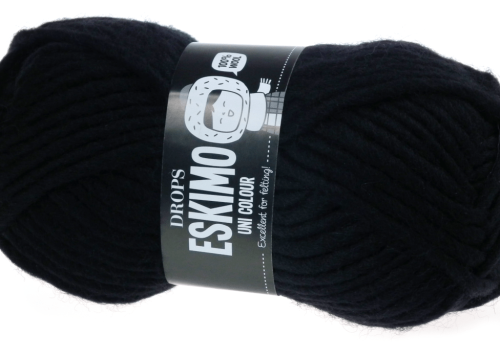 Włóczka Wełniana, DROPS Eskimo, kolor 02 czarny, Wełna
