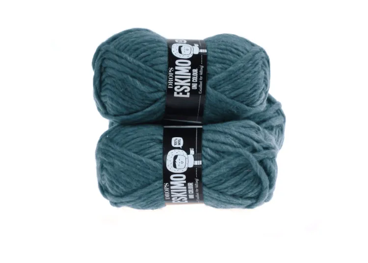 Włóczka Wełniana DROPS Eskimo, kolor 66 morska zieleń, Wełna