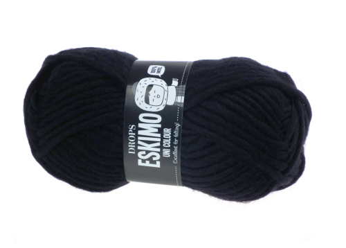 Włóczka Wełniana, DROPS Eskimo, kolor 02 czarny, Wełna