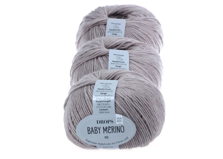 welna merino - DROPS Baby Merino - kolor 23 jasny beżowy
