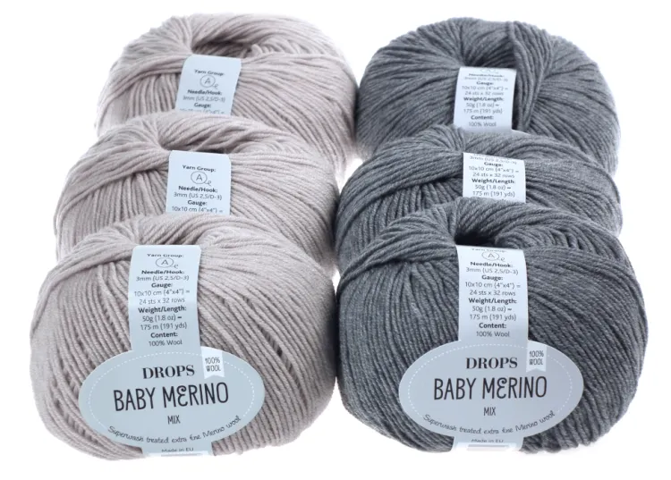 welna merino - DROPS Baby Merino - kolor 23 jasny beżowy - szary