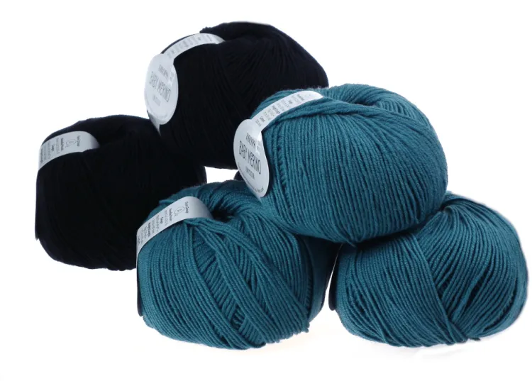 Włóczka Dla Dzieci, DROPS Baby Merino, kolor 47 morze północne i czarny