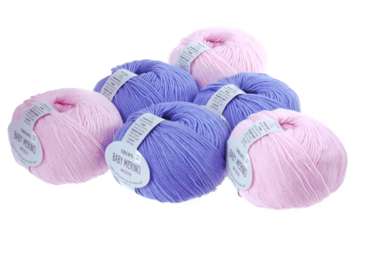Włóczka Dla Dzieci, DROPS Baby Merino, kolor 05 jasny różowy i lawendowy