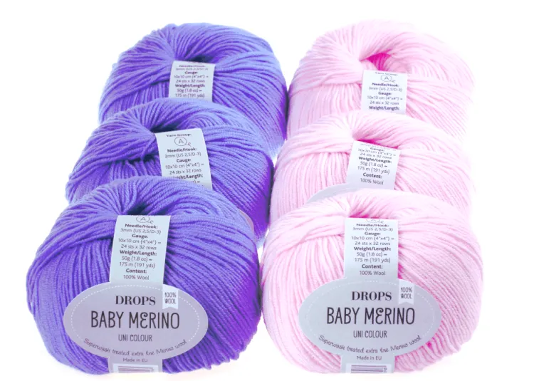 Włóczka Dla Dzieci, DROPS Baby Merino, kolor 05 jasny różowy i lawendowy