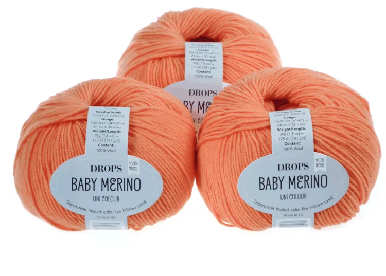 Wełna Merino, DROPS Baby Merino, 36 pomarańczowy