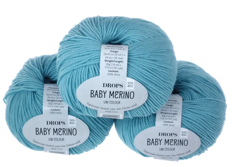 welna- merino-DROPS-Baby-Merino-kolor-10-turkusowy-jasny