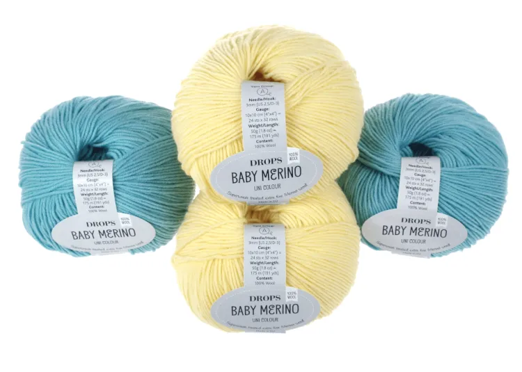 welna- merino-DROPS-Baby-Merino-kolor-10-turkusowy-jasny-i-zolty